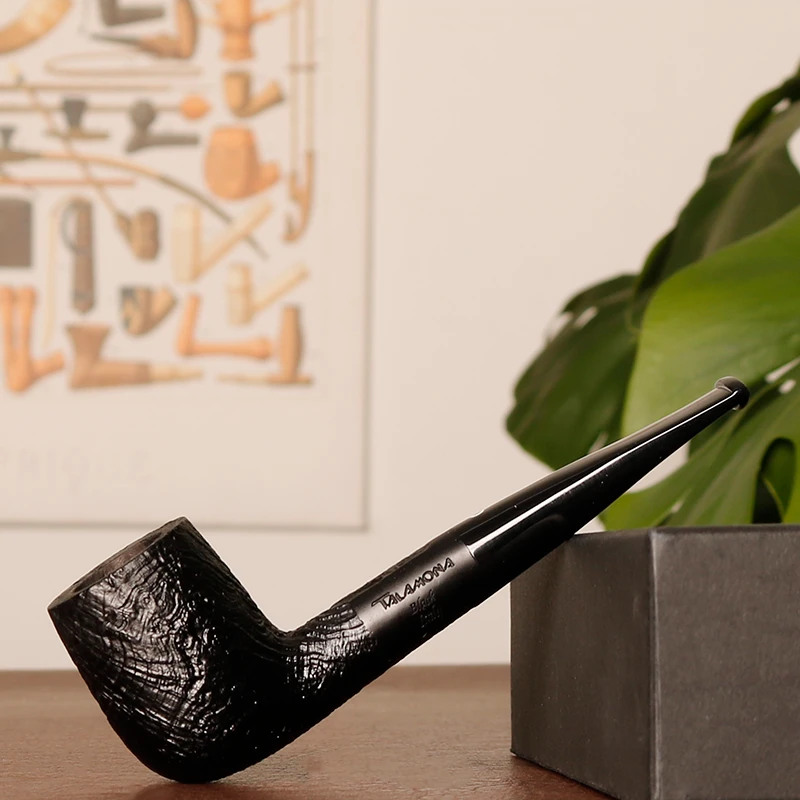 意大利塔拉莫纳 黑色喷砂撞球直斗 新手入门 3mm烟道 石楠木烟斗