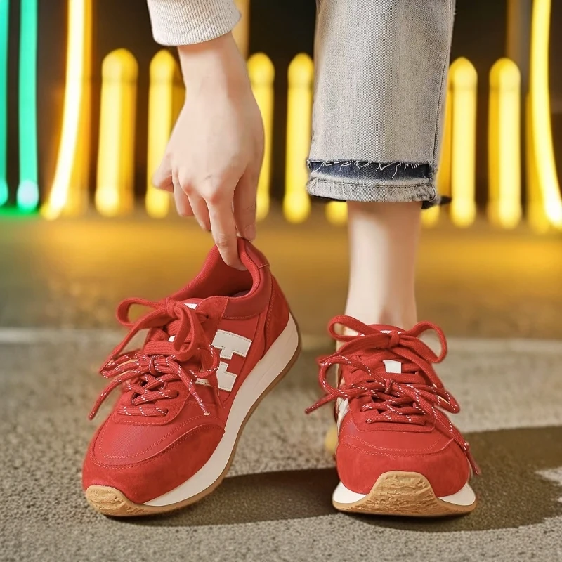 9088欧美风高级感时尚百搭休闲运动鞋女新款厚底增高小蛮腰阿甘鞋