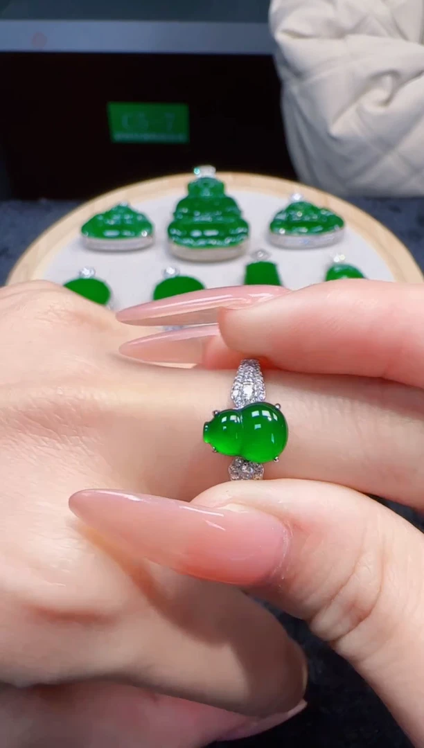 未镶嵌定制翡翠翡翠戒指35