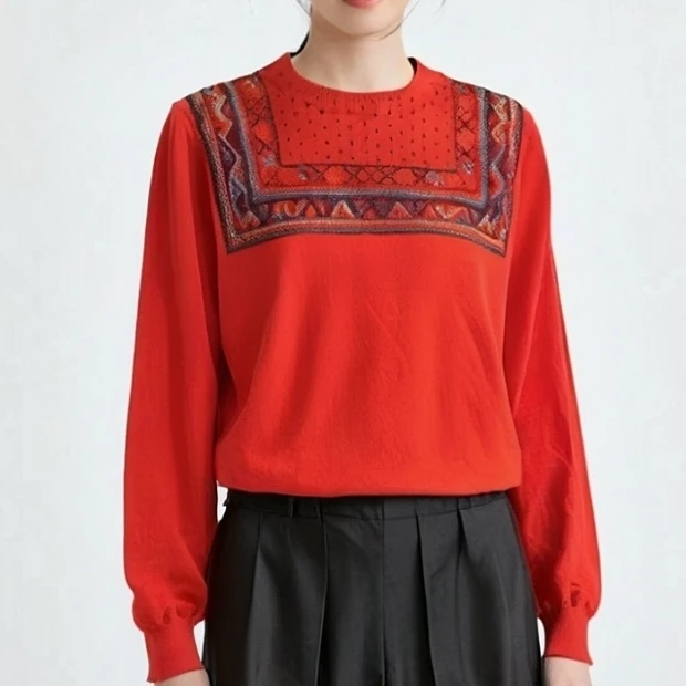 【8205民族风】毛衣上衣毛线衫女2023秋冬新款外搭风毛衣外套MK