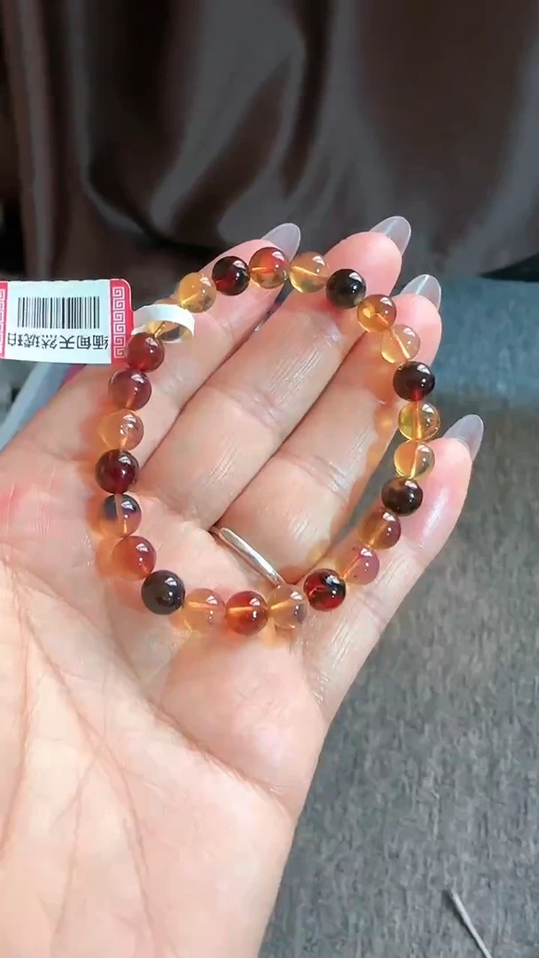 【闪购商品】琥珀手链未镶嵌规格7微瑕多宝手串#2