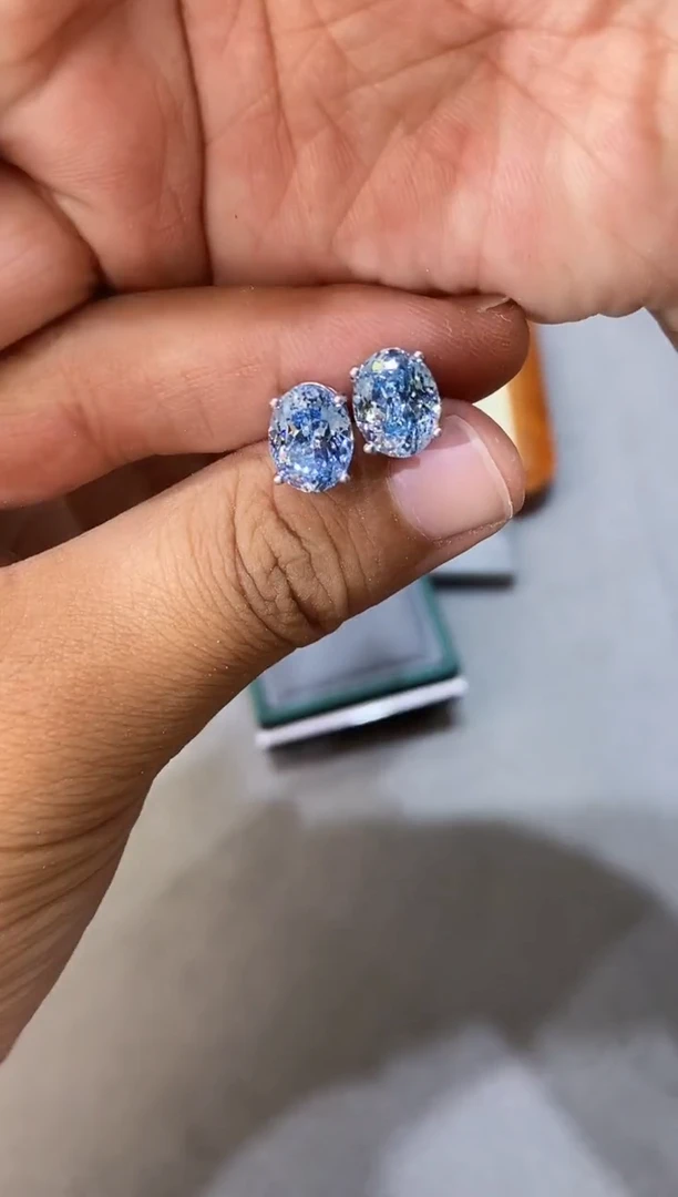 海蓝宝石耳坠银S925镶嵌.............
