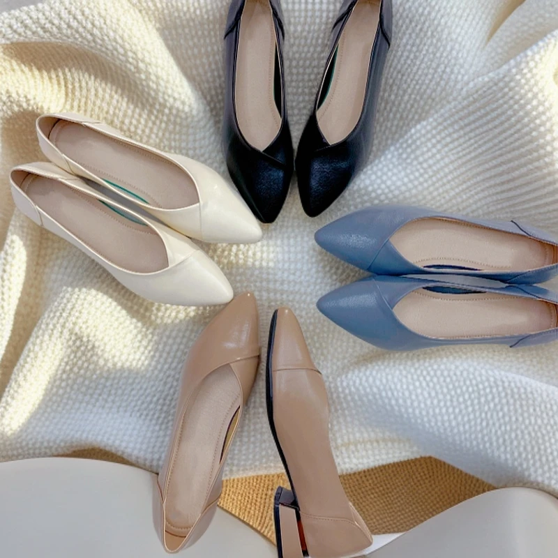 时尚休闲女单鞋尖头浅口低跟通勤软底气质舒适百搭娇蜜意21068