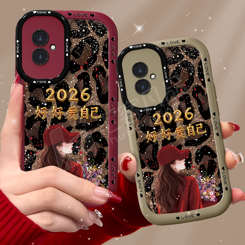 适用【荣耀100/100pro】手机壳2026爱自己豹纹泡芙壳全包防摔女款