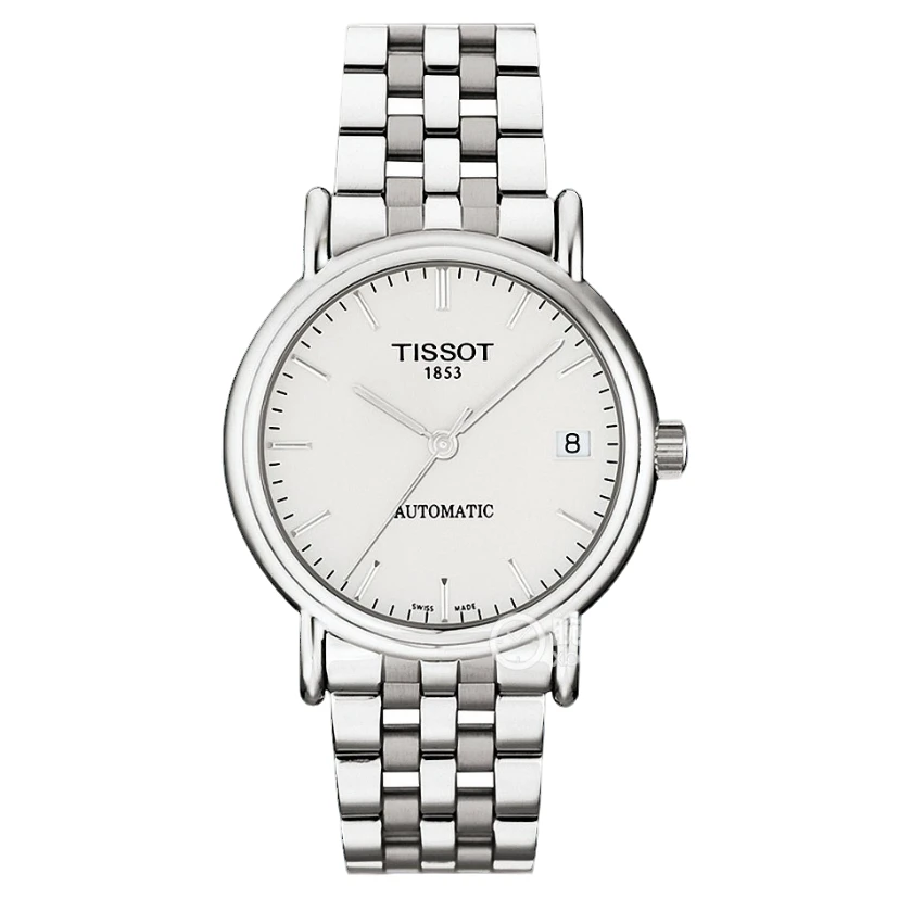 99新 Tissot/天梭 经典系列男表35.5MM机械经典白色 背透时尚气质