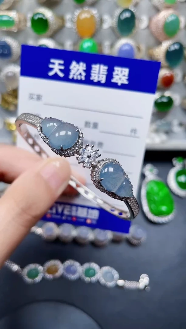 银S925镶嵌手镯翡翠162