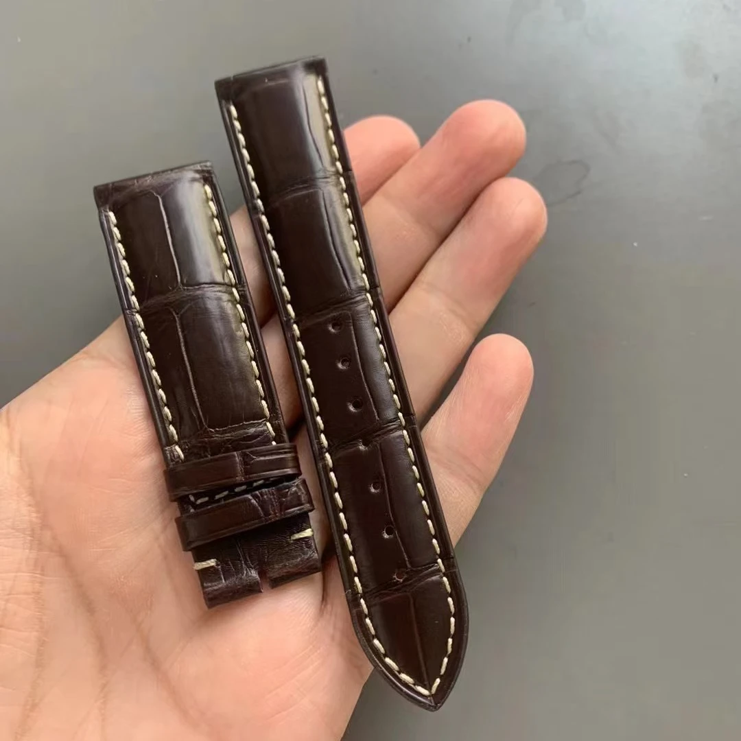 丹尼儿原装鳄鱼皮适用浪琴名匠 鳄鱼皮表带真皮瑰丽军旗八针月相