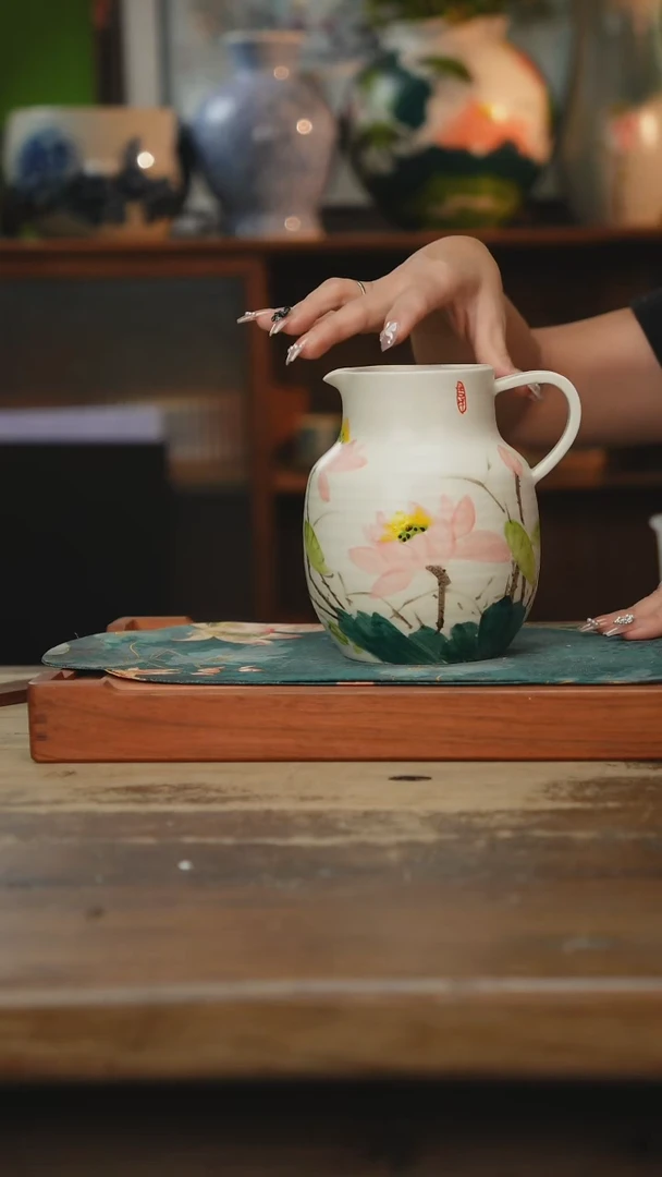 摆件景德镇纯手工釉下彩精品茶具水杯