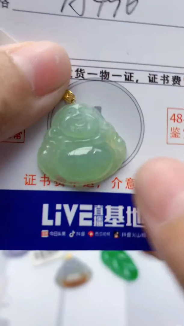 颈饰18K金镶嵌翡翠天然A货翡翠百元以上9元证书费自理