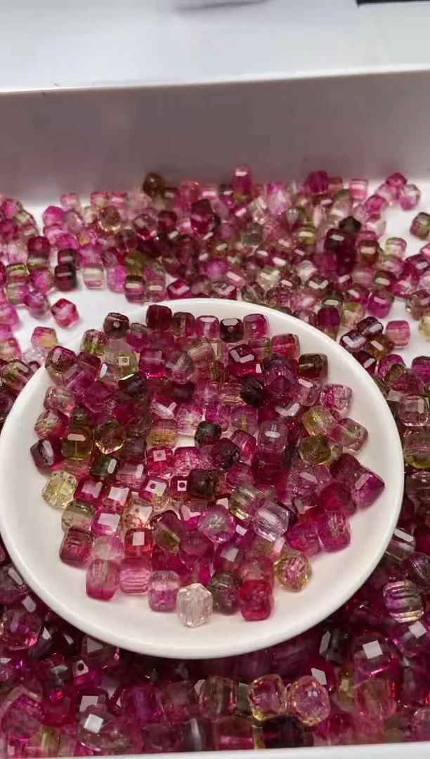 颈饰未镶嵌水晶W2991-西瓜碧玺方糖8mm*8颗