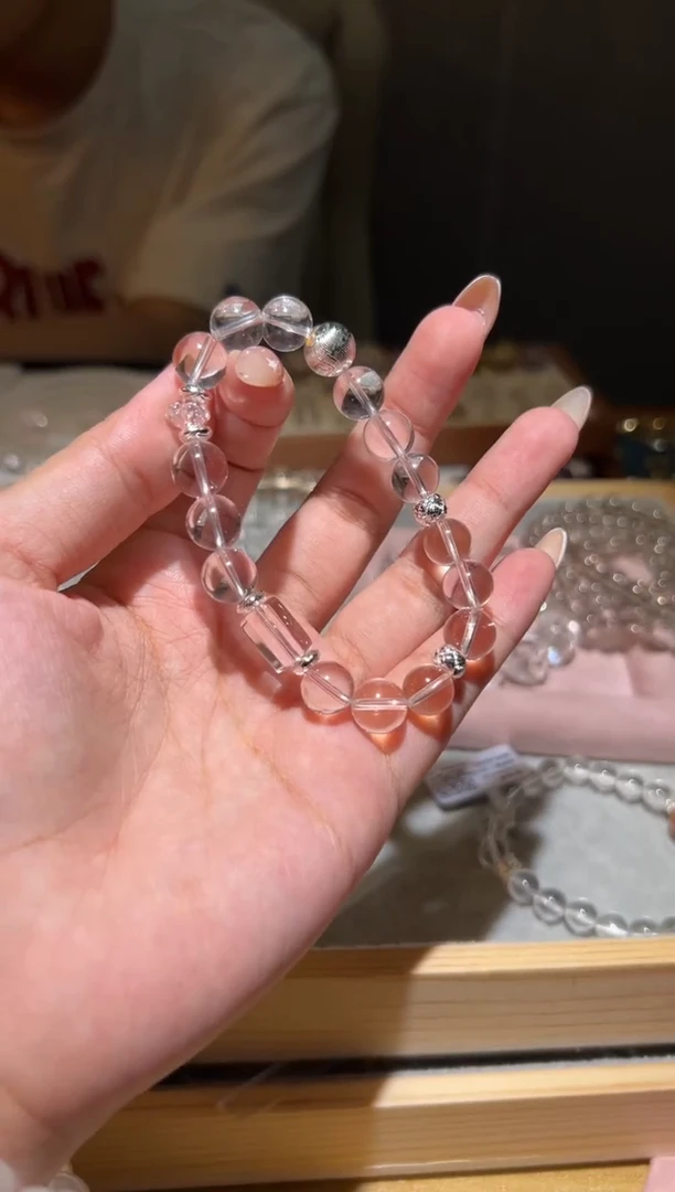 水晶手链未镶嵌巴西白水晶10mm人鱼泪