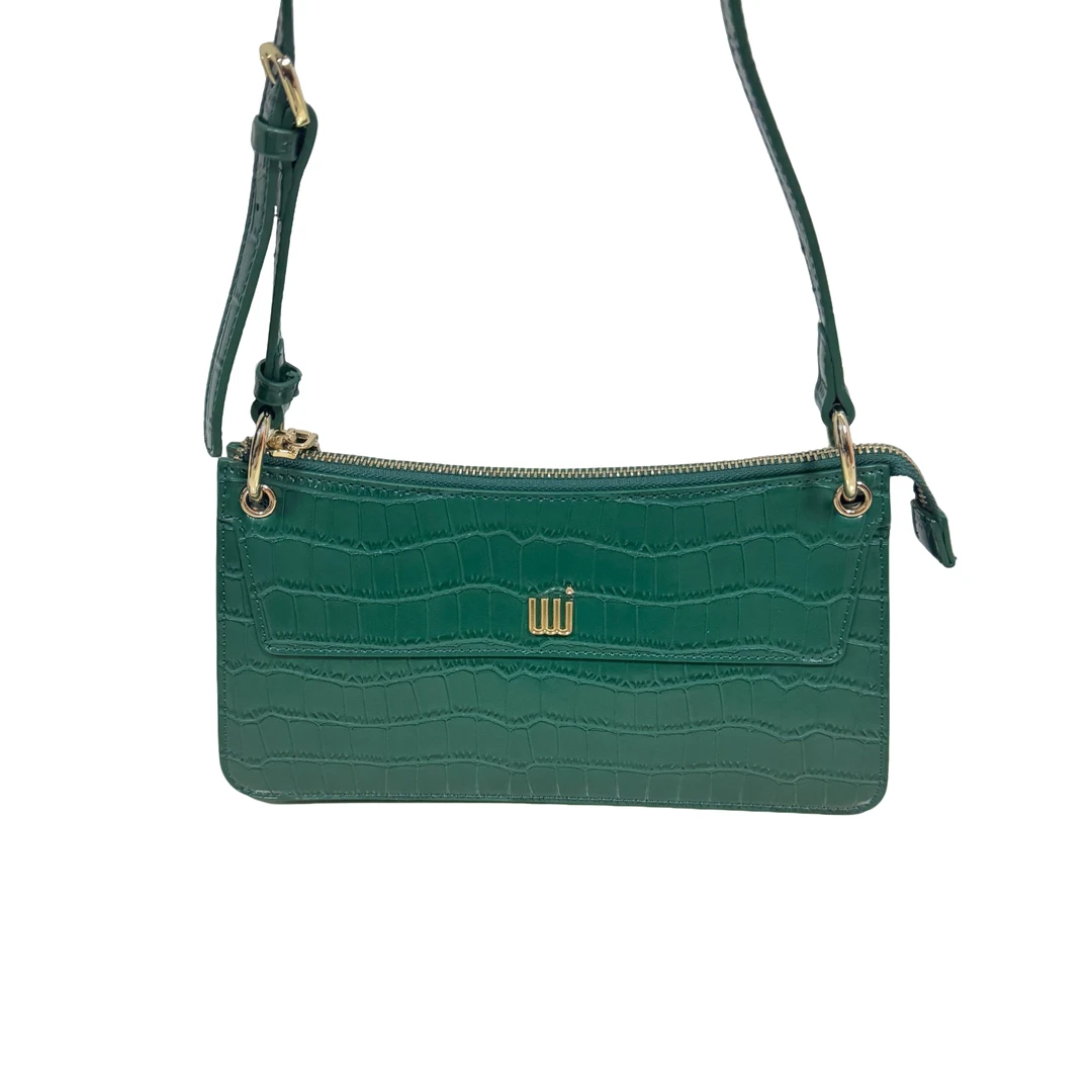 轻奢时尚百搭绿色女士单肩肩包鳄鱼纹时尚百搭绿色女士肩带单肩