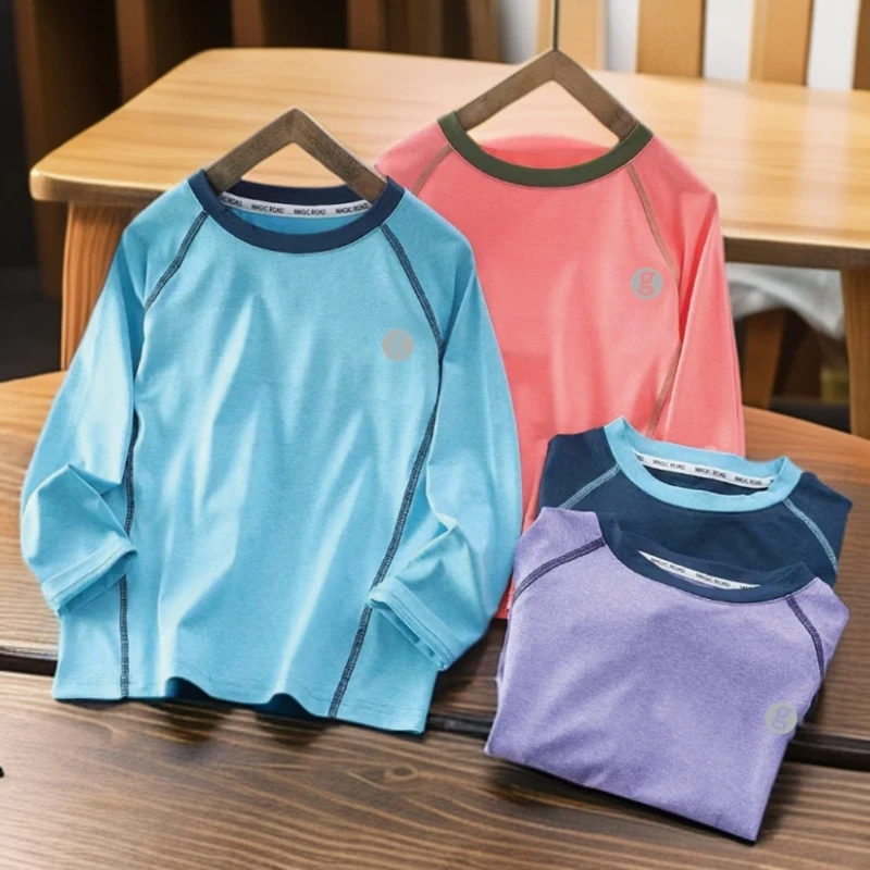 MRX2013新款圆领速干打底衫男童女童运动套头上衣中大童T恤