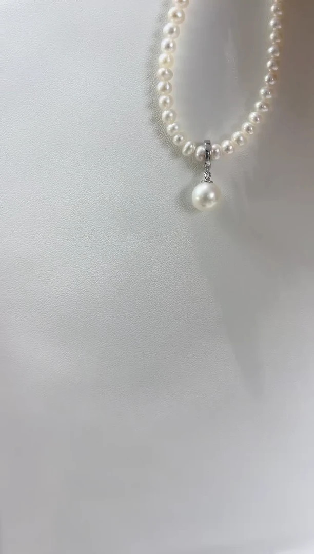 淡水珍珠银S925镶嵌吊坠(不含链)万能扣吊坠