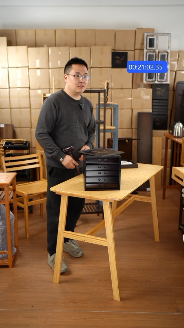 竹五层茶品盒子黑色