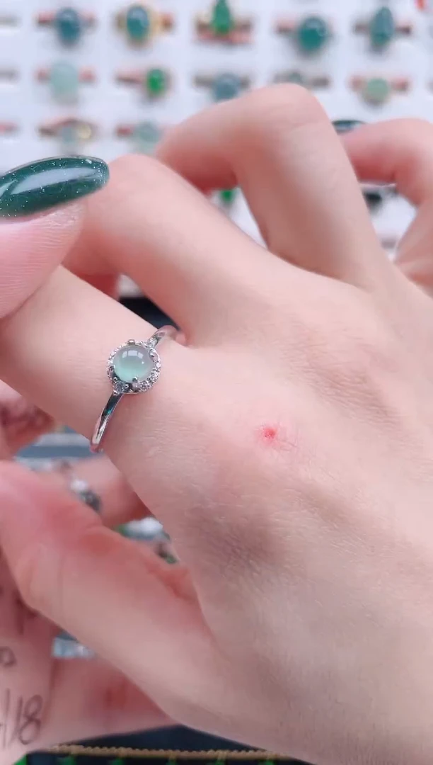 银S925镶嵌戒指翡翠天然翡翠