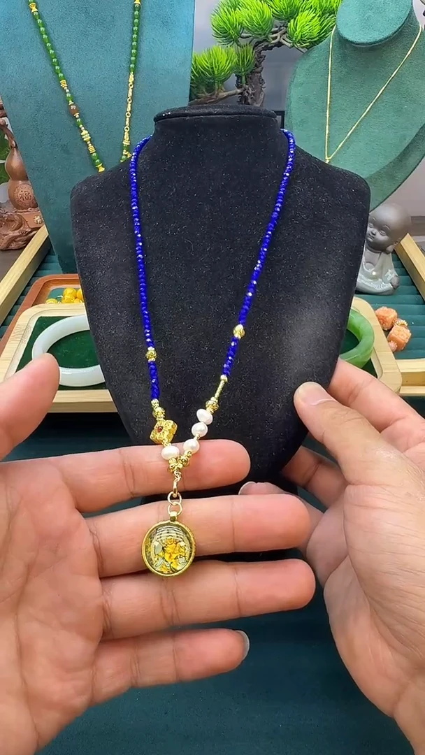 青金石14K金镶嵌颈饰QL03