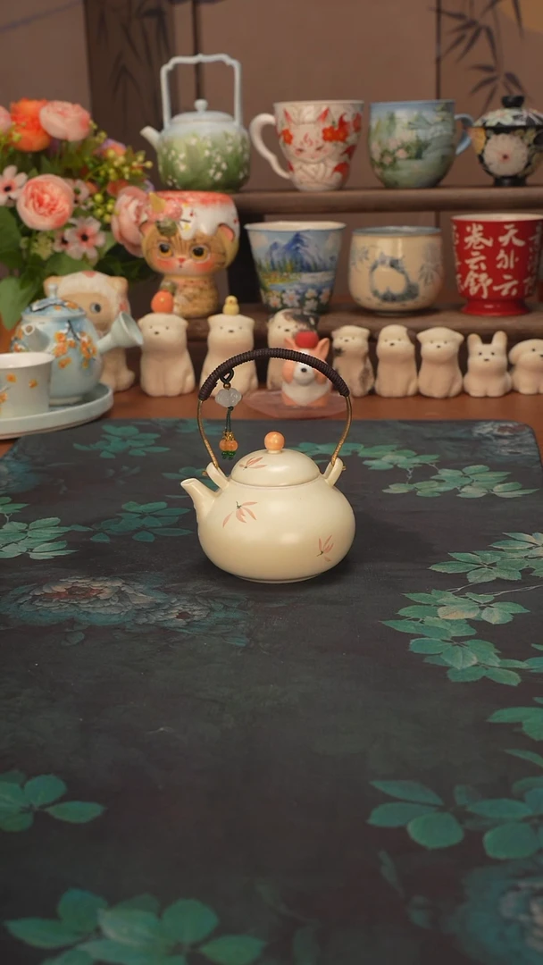 【落单】粉兰花 提梁壶