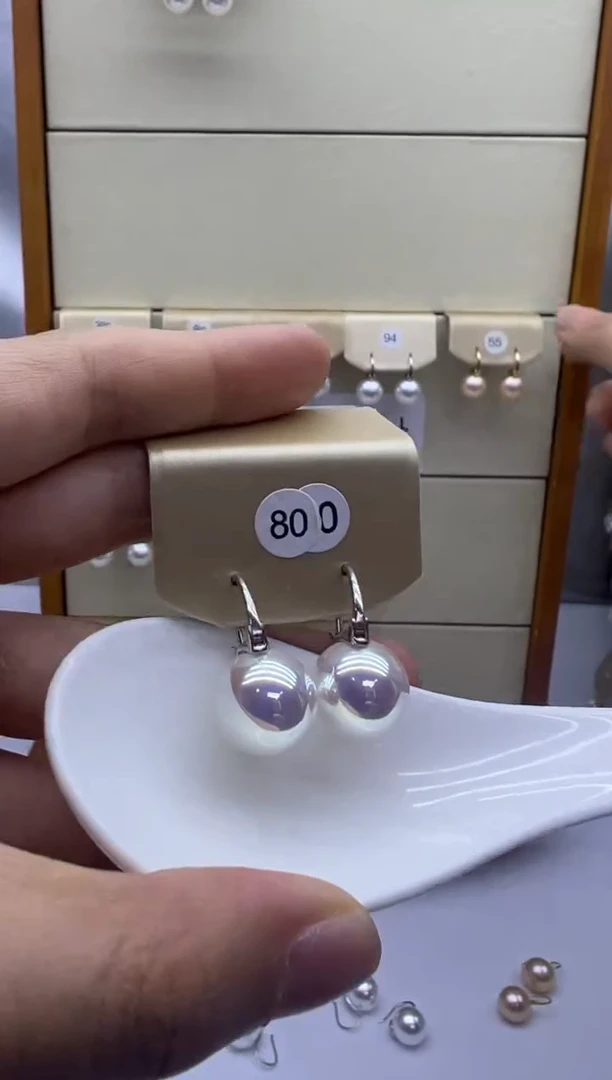 银S925镶嵌耳饰淡水珍珠800