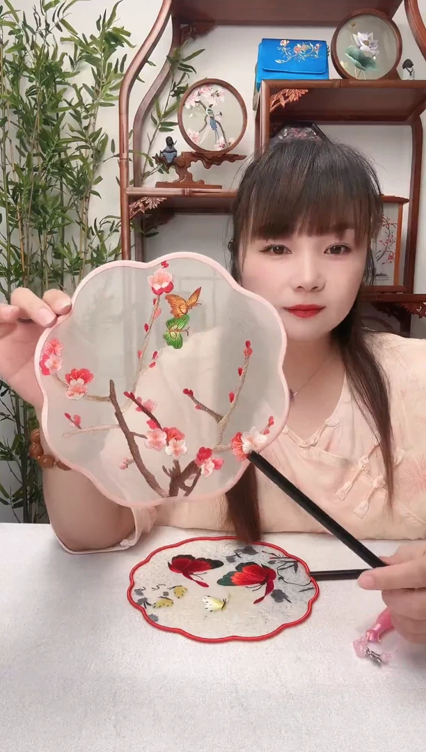 刺绣团扇苏绣绣花双面