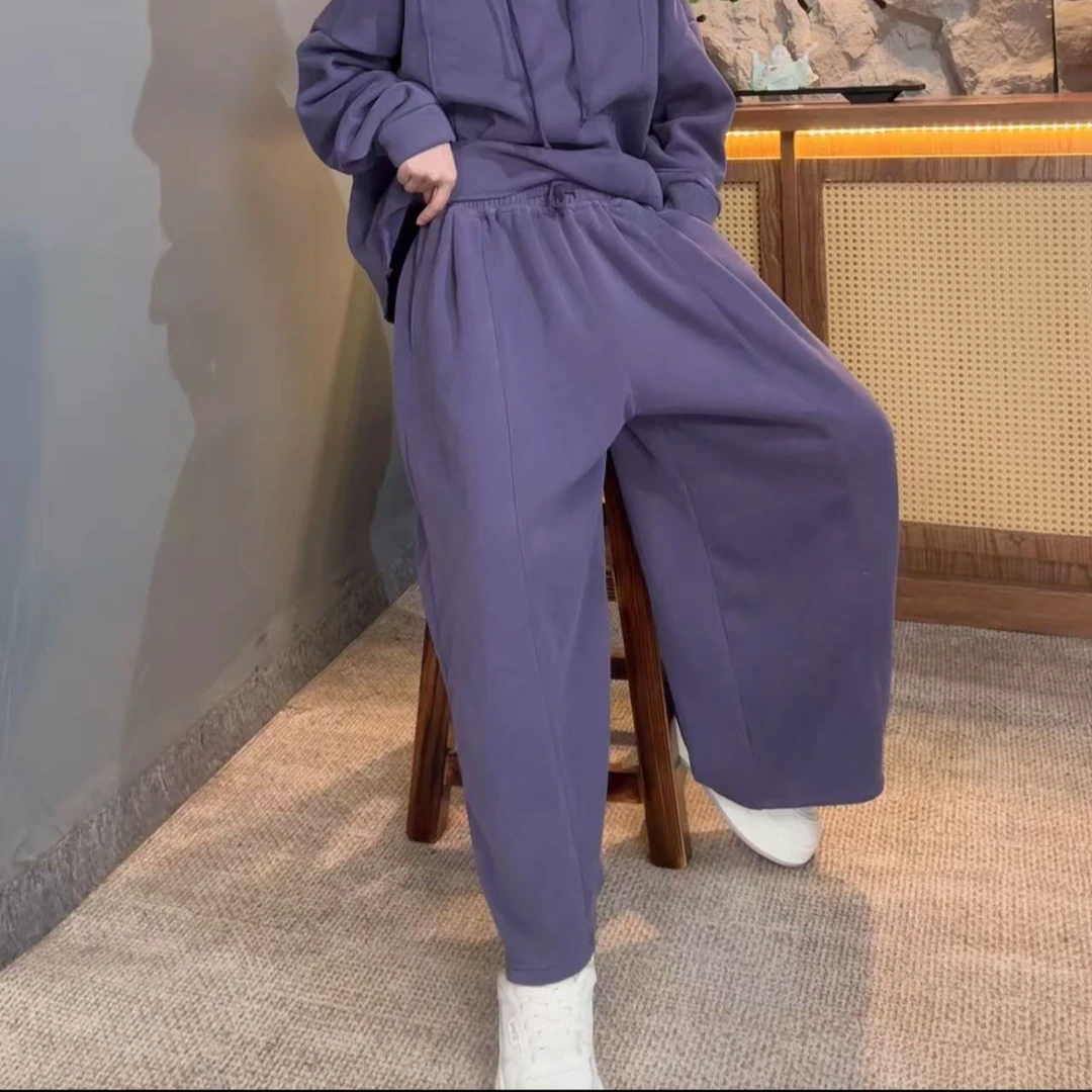 2025[卫裤]冬季炸街女装流光风百搭加绒阔腿裤8320