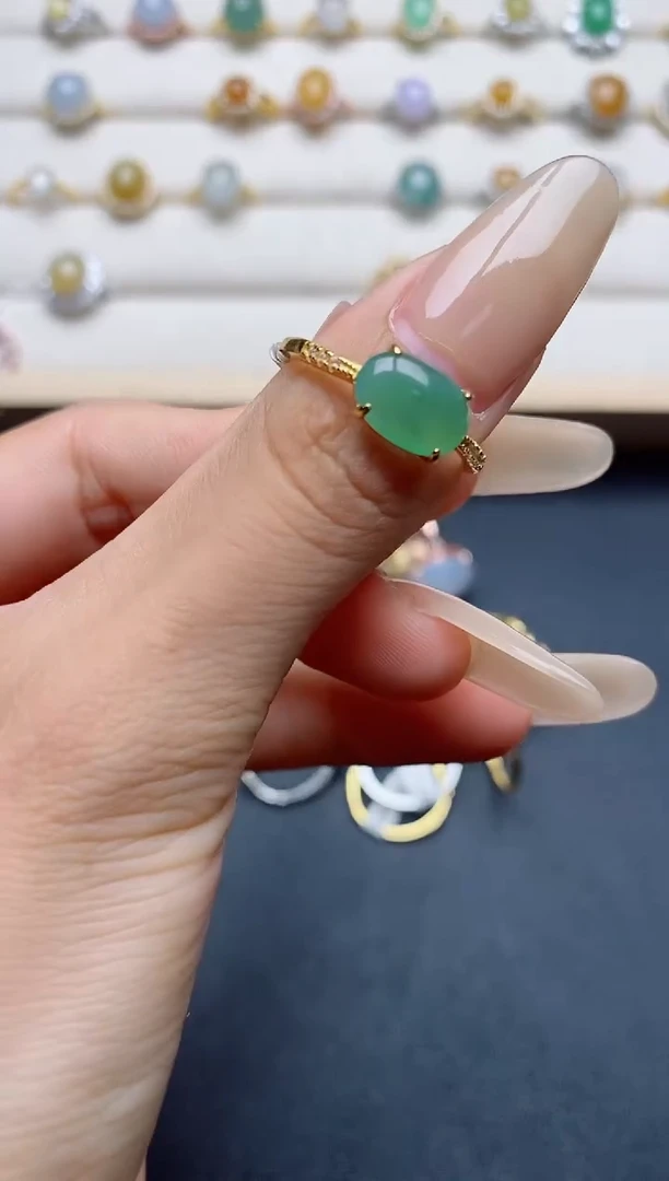 翡翠戒指银S925镶嵌.