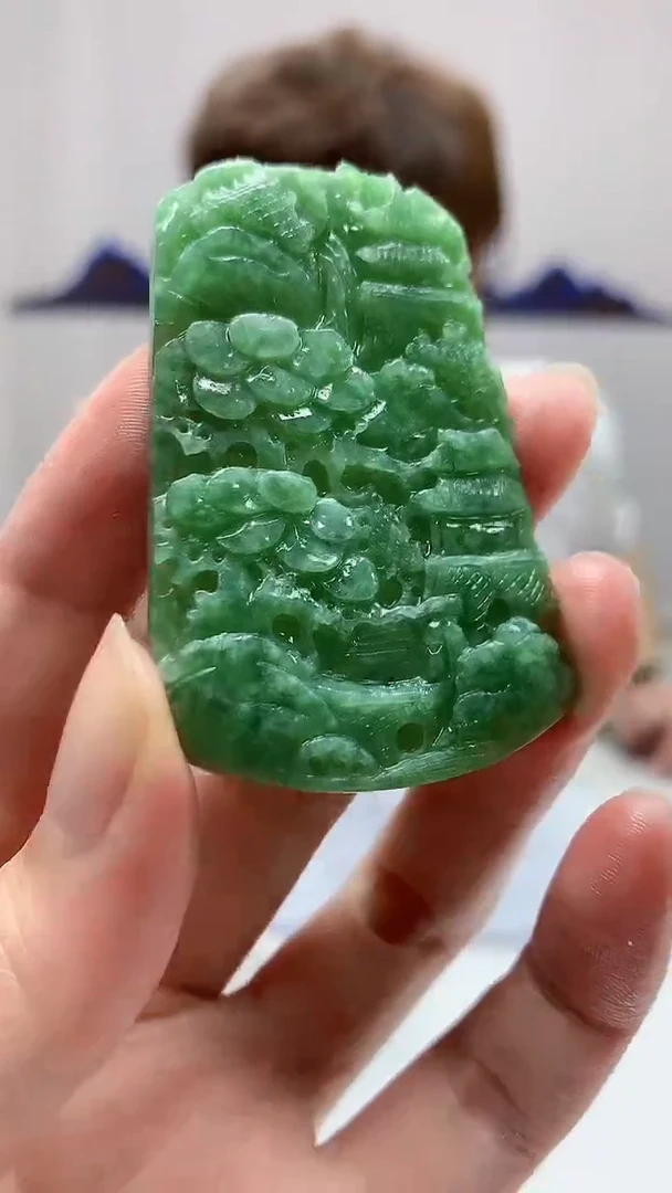 【闪购商品】定制翡翠未镶嵌4868zm-毛货挂件48山水