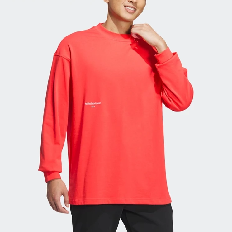 Adidas/阿迪达斯~男士字母印花运动休闲圆领长袖T恤IZ1594