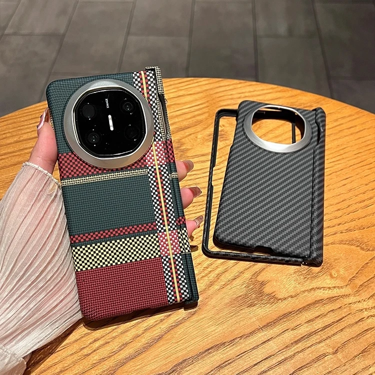 适用华为MateX6手机壳新款卡扣铰链碳纤维纹X5全包中轴防摔保护套