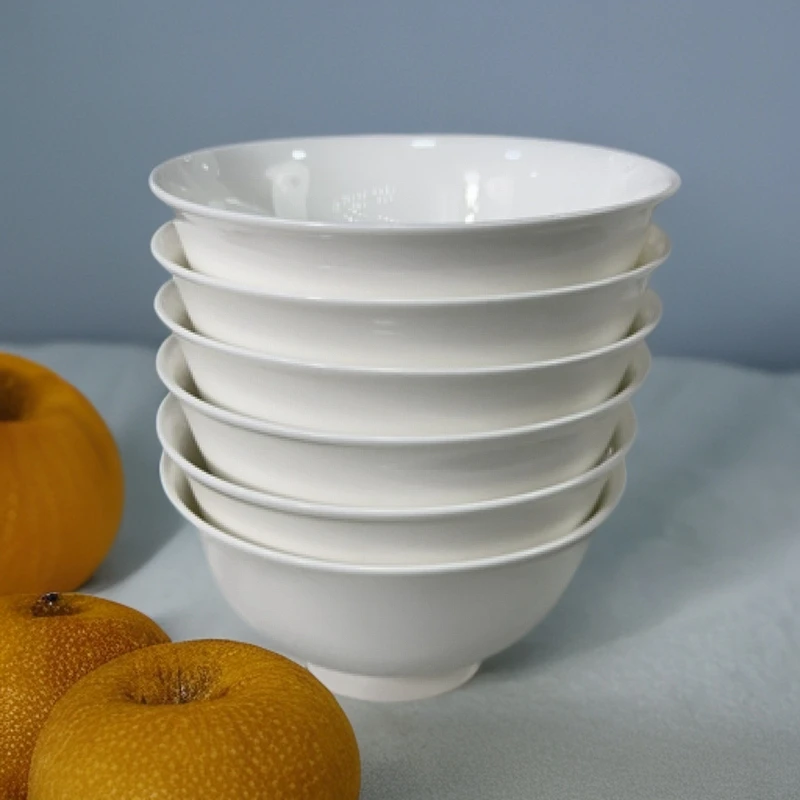 景德镇纯白高温釉下彩陶瓷家用米饭碗4.5寸可进微波炉洗碗机