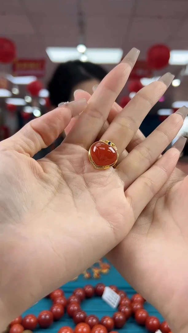 【闪购商品】南红玛瑙戒指18K金镶嵌3.8-（多样式）