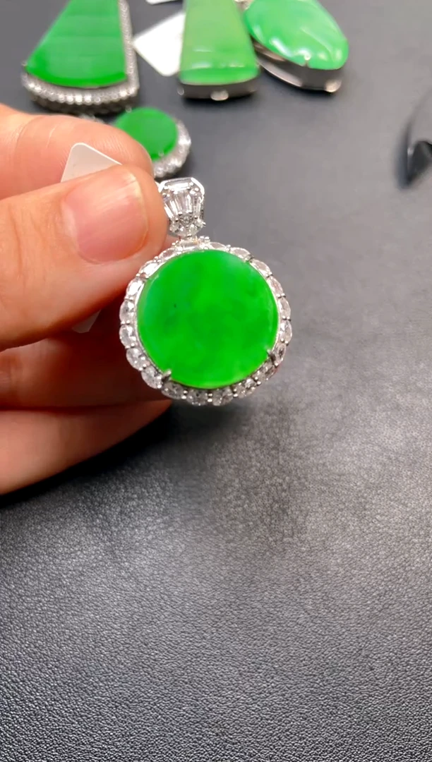 银S925镶嵌挂件翡翠dz1