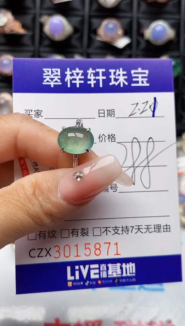 【闪购商品】翡翠戒指银S925镶嵌5871