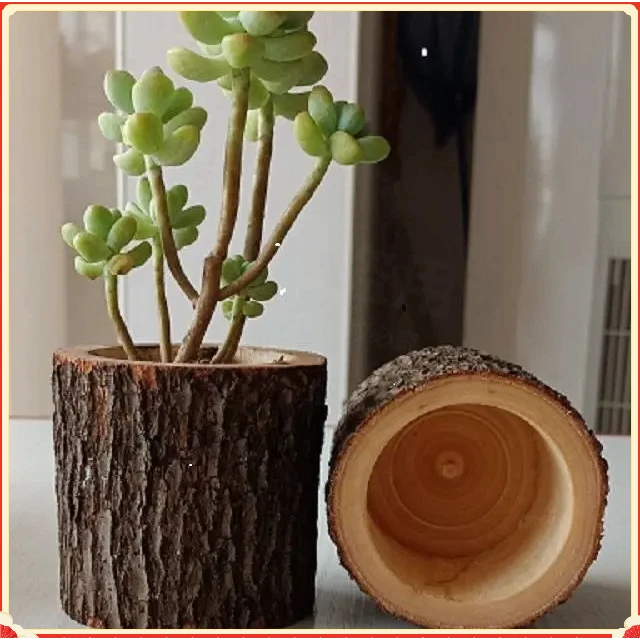 2025原木头花盆多肉花盆创意花盆石斛花盆木桩花盆花盘H