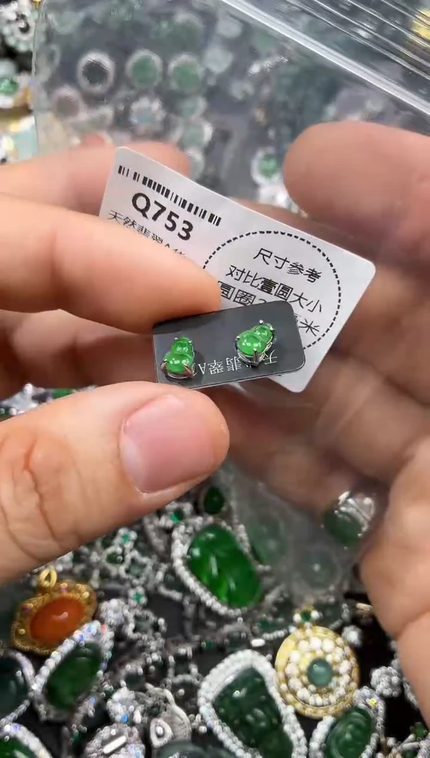 颈饰未镶嵌翡翠Q753耳钉