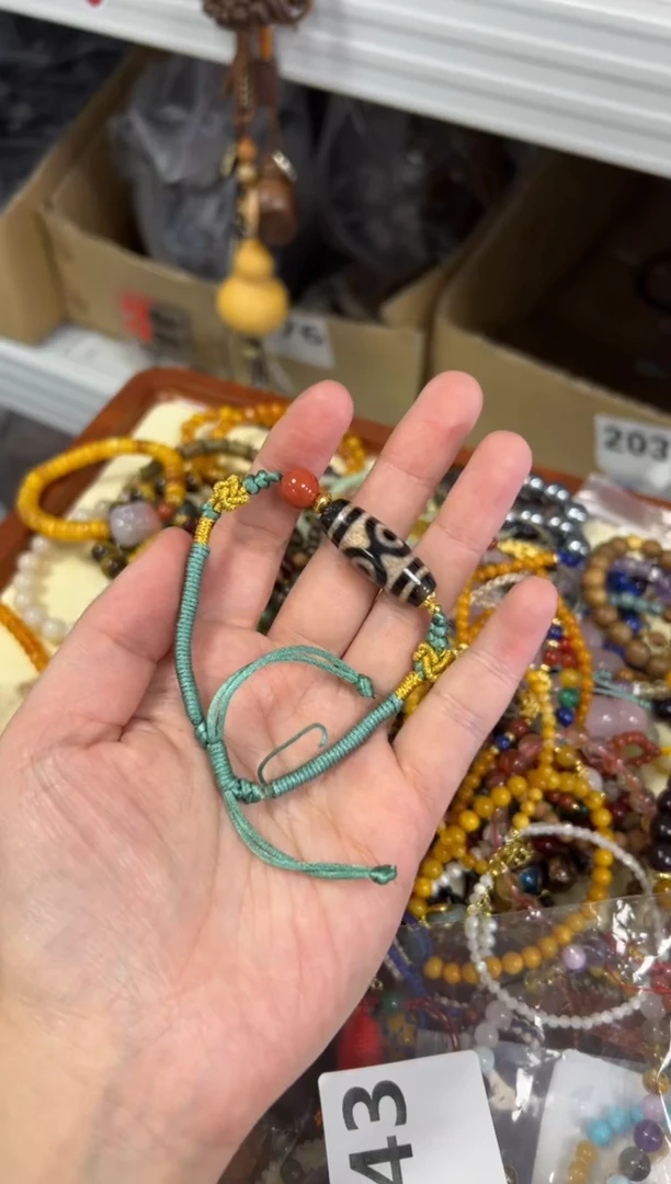 玛瑙/玉髓手链未镶嵌三眼玛瑙珠编制款手绳[0643]