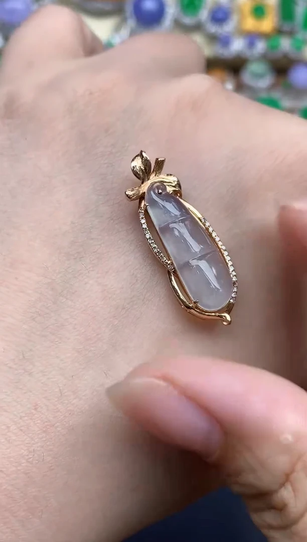 翡翠18K金镶嵌颈饰396-春日珠宝