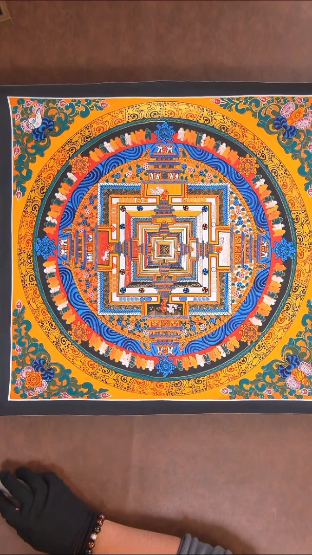 卷轴画时轮坛城带装裱50cm