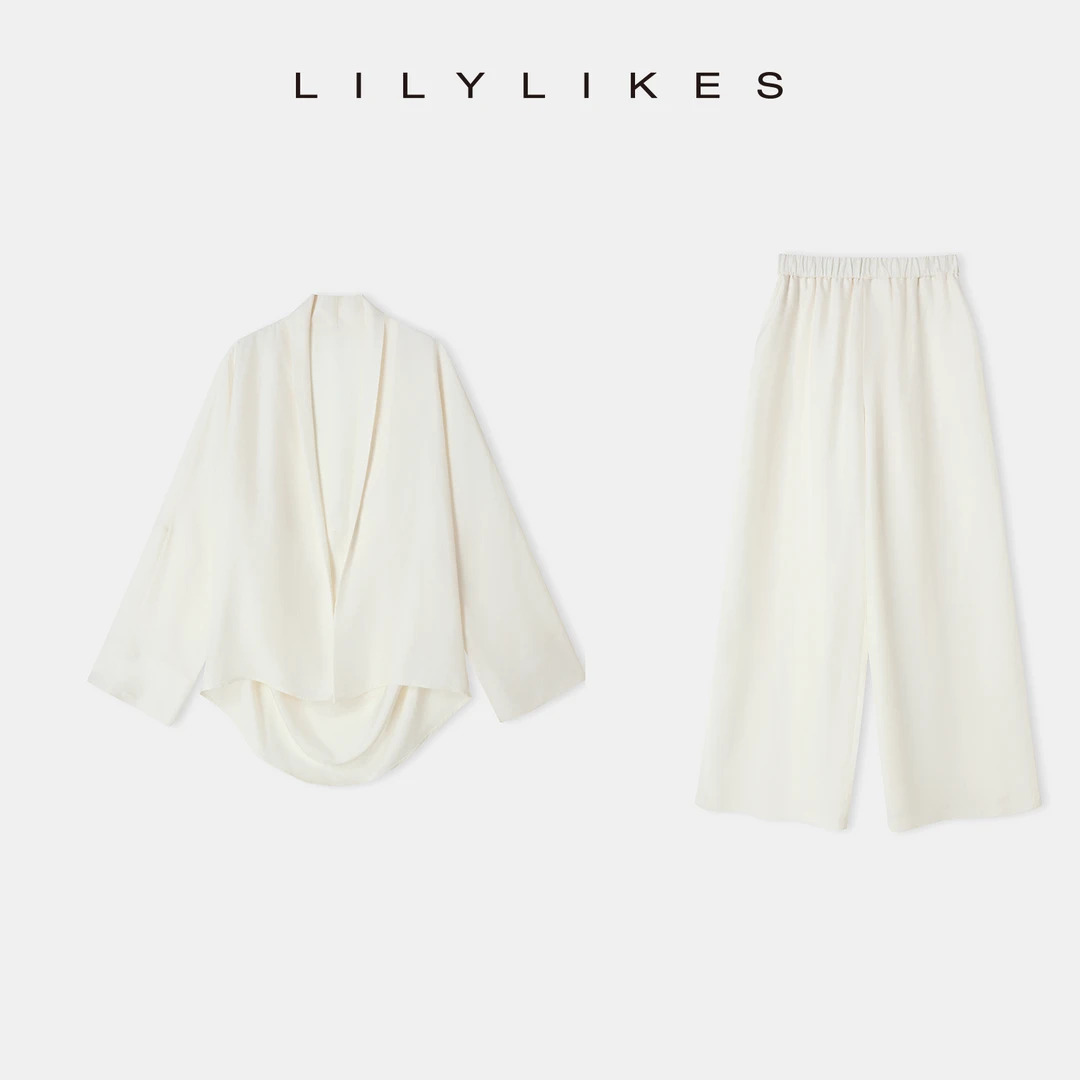 【LILYLIKES】100醋酸薄款高级简约长袖衬衫/长裤