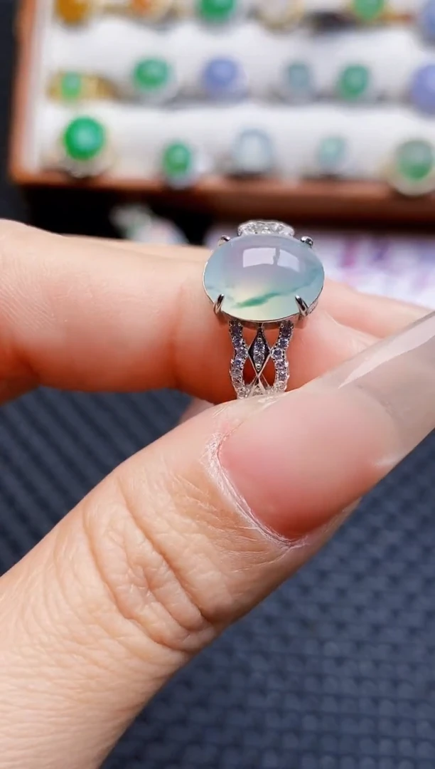 银S925镶嵌戒指翡翠2319