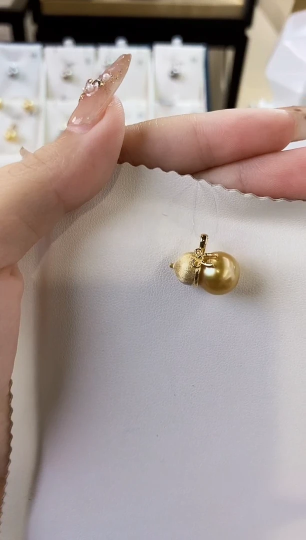 吊坠(不含链)银S925镶嵌海水珍珠10-11南洋金珍珠吊坠
