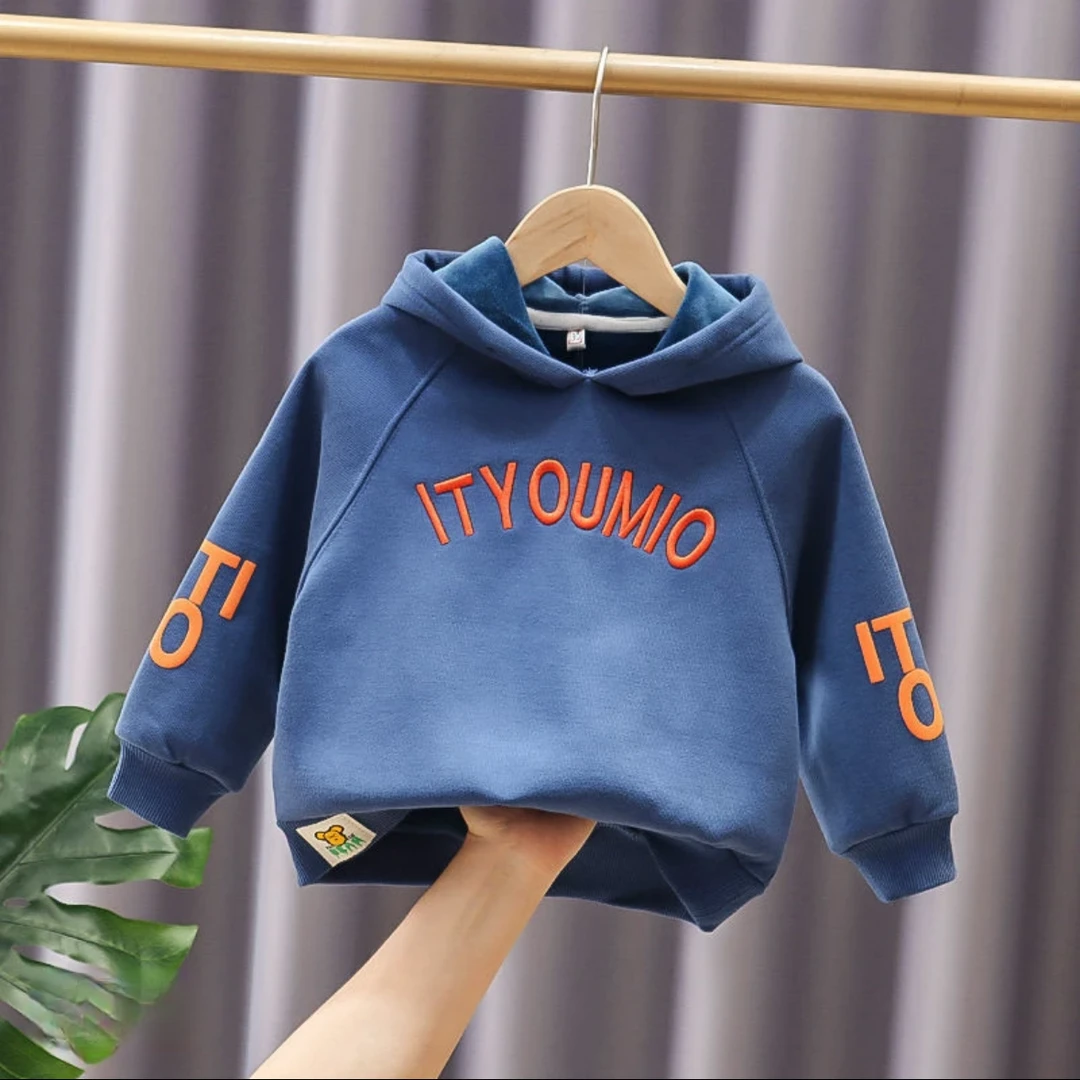 （1764）儿童时尚洋气连帽一体绒卫衣