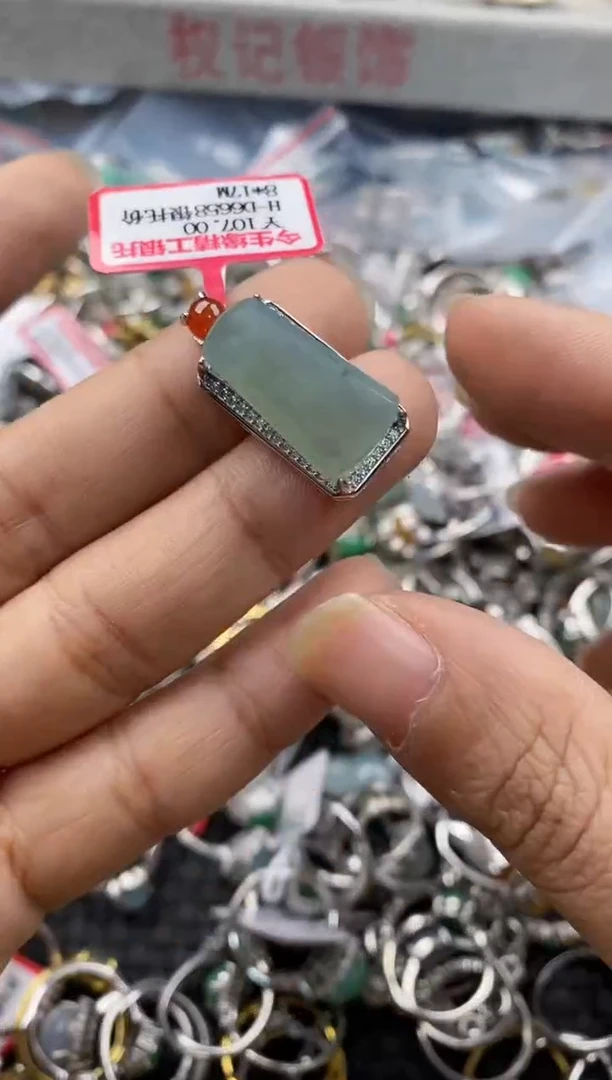 银S925镶嵌戒指翡翠999--8