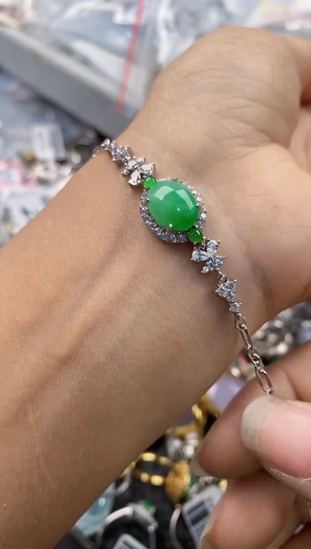 银S925镶嵌戒指翡翠777---9