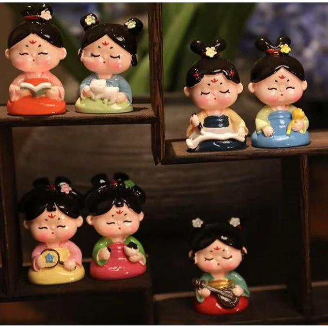 【九宫格】创意国潮古风可爱唐仕女桌面摆件