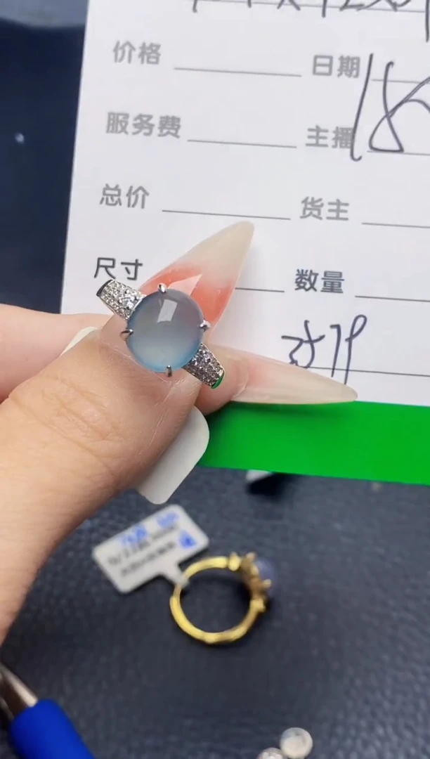银S925镶嵌戒指翡翠3579