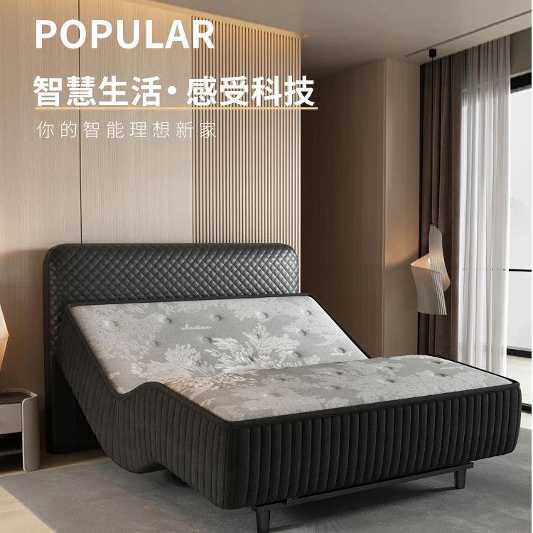 智能床震动按摩床双人智能床垫轻奢床1.8米x2米网红家具