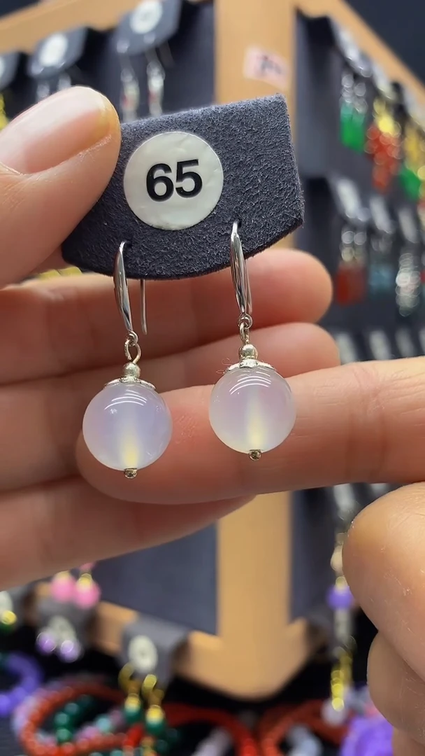 【闪购商品】玛瑙/玉髓耳环银S925镶嵌耳饰065