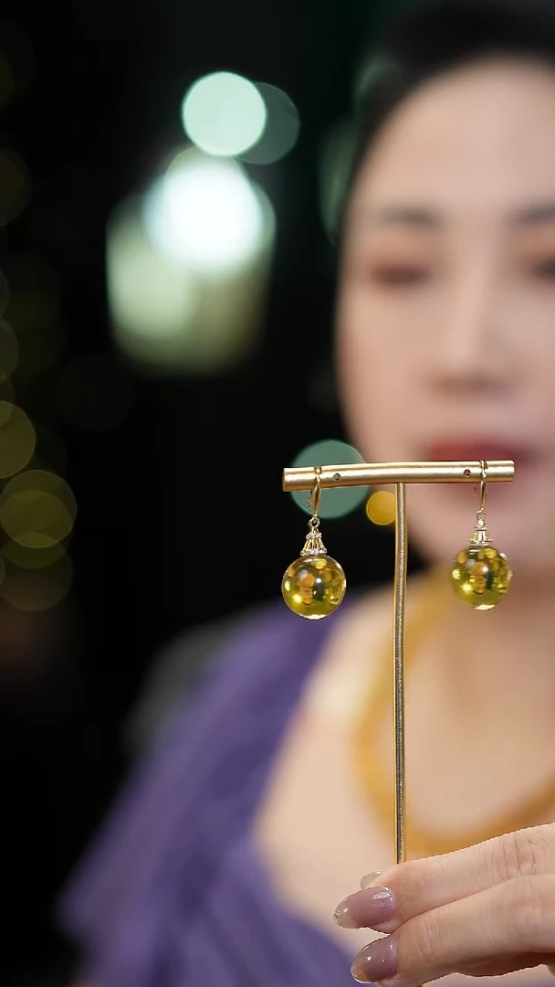 蓝珀项链银S925镶嵌16+蓝珀耳环