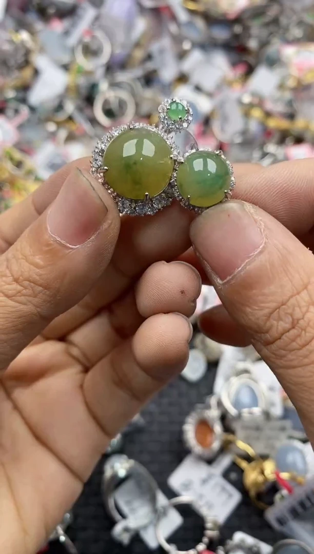 银S925镶嵌戒指翡翠131313---2